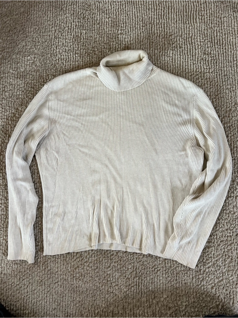 Garnet Hill Cream Ribbed Turtleneck Sweater
